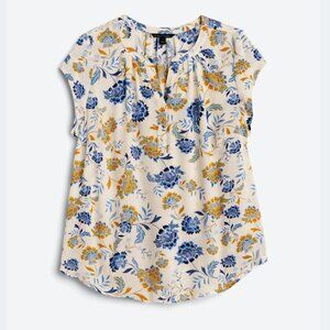 Cap Sleeve Split Neck Printed Blouse